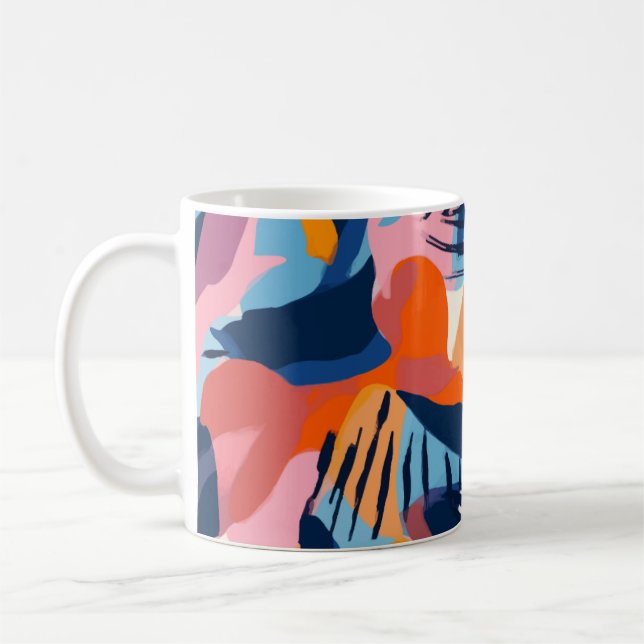Ljus Moderna Abstrakt Former Mönster Kaffemugg (Vänster)