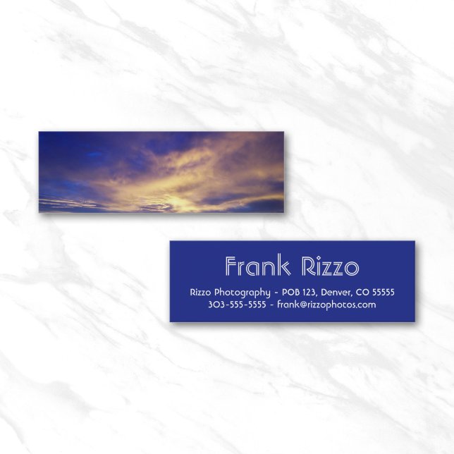 Ljus moln Foto Mini Visitkort (Blue Panoramic Photo Photography Skinny Business Cards)