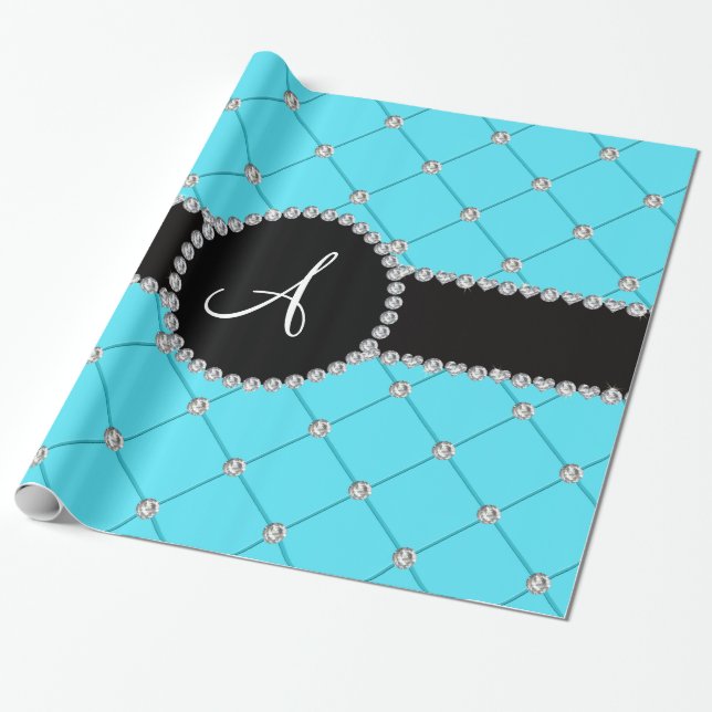 Ljus Monogram - blåtttuftdiamanter Presentpapper (Utrullad)