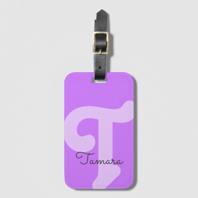 Ljus Monogrammed initialt Neon Purple Bagagebricka (Framsida vertikal)