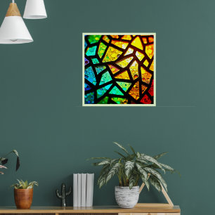 Ljus mosaikdesign i livlig abstrakt stil poster