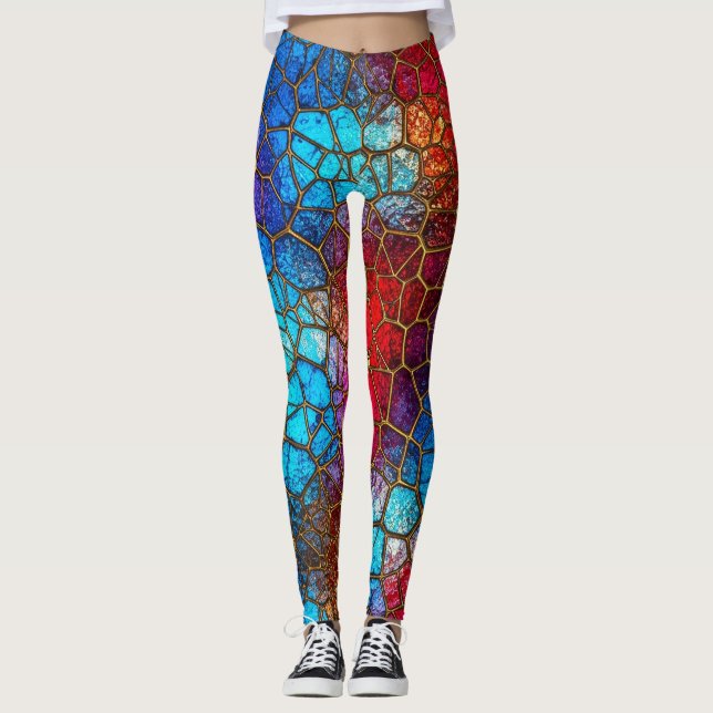 Ljus mosaikmönster leggings (Framsida)