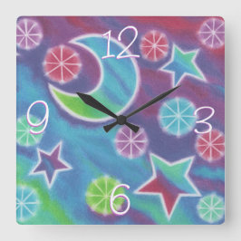 Ljus nattens "tal"-klockruta fyrkantig klocka