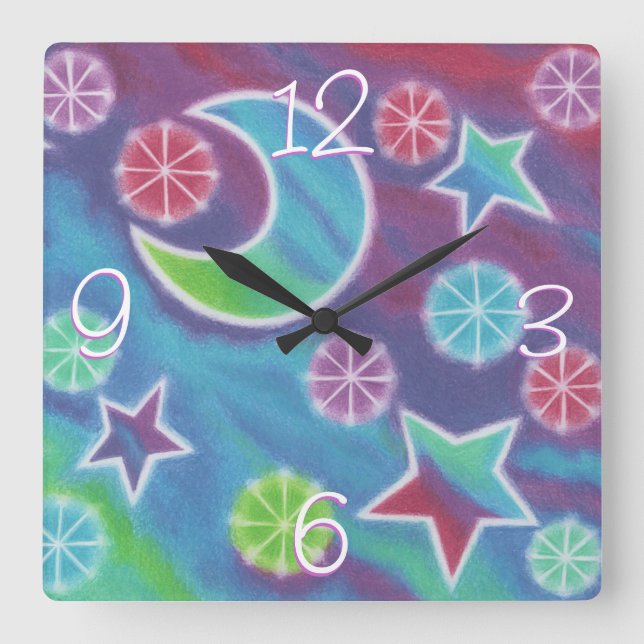 Ljus nattens "tal"-klockruta fyrkantig klocka (Framsida)