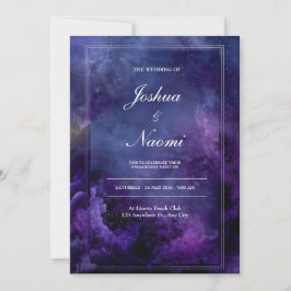 Ljus Nebulosa Lila Indigo Modern Ram Bröllop Inbjudningar