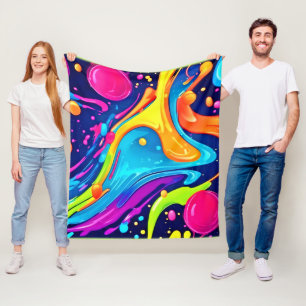 Ljus Neon Abstrakt Konst Splash Fleecefilt