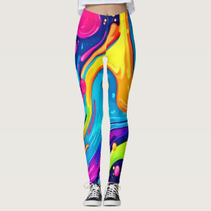 Ljus Neon Abstrakt Konst Splash Leggings