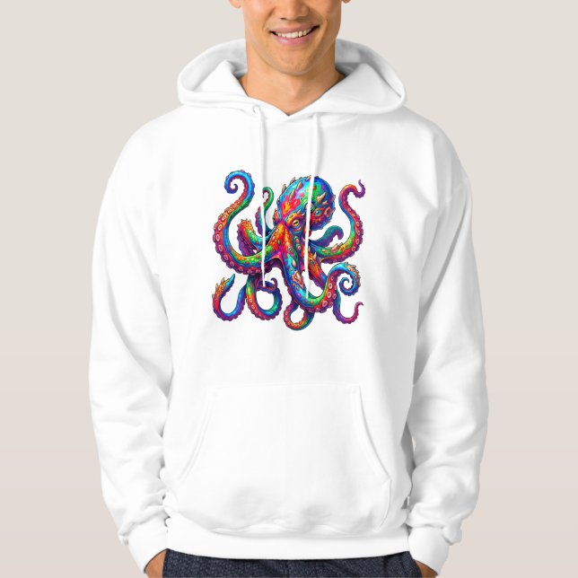 Ljus Neon Bläckfisk Explosion Hoodie (Framsida)