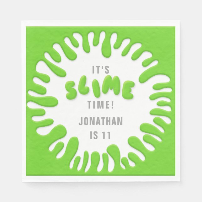 Ljus neon grönt slime party pappersservett (Framsidan)