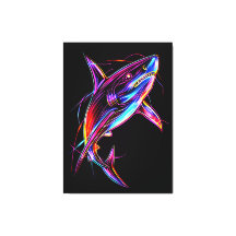 Ljus Neon Haj Modern Digital Ocean