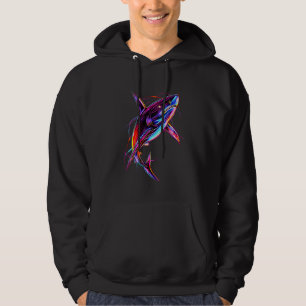 Ljus Neon Haj Modern Digital Ocean Hoodie