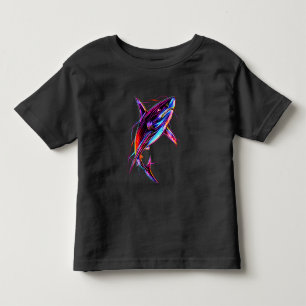 Ljus Neon Haj Modern Digital Ocean T Shirt