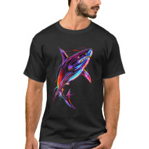 Ljus Neon Haj Modern Digital Ocean