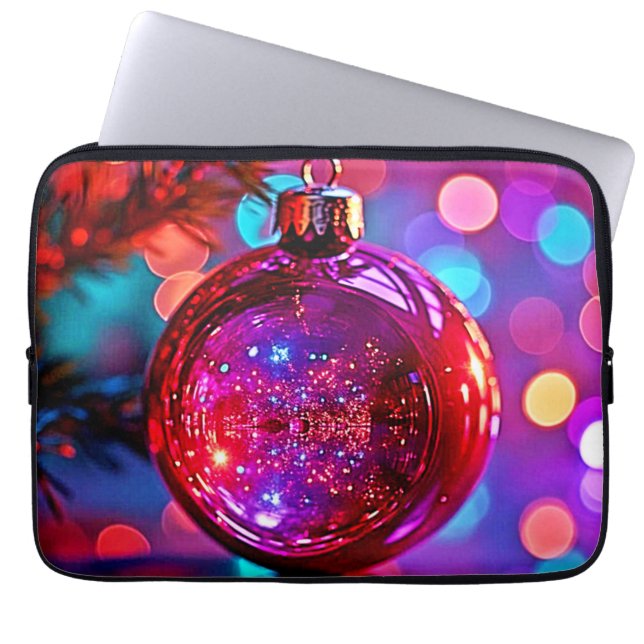 Ljus Neon Julgransprydnad Design Laptop Fodral (Framsidan)
