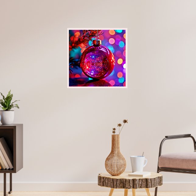 Ljus Neon Julgransprydnad Design Poster (Vardagsrum 3)