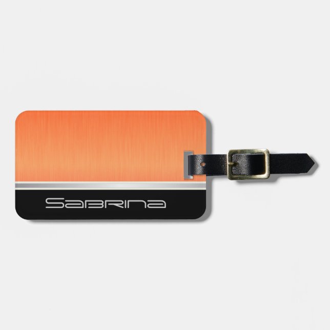 Ljus Neon Orange Push Steel and Silver Print Bagagebricka (Horisontell Framsida)