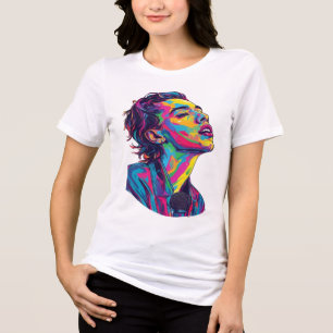 Ljus Neon Pop Art Sångare Grafik - Färgrik Musik T Shirt