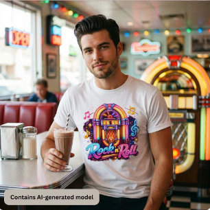 Ljus Neon Rock 'n' Roll Jukebox-tröja T Shirt
