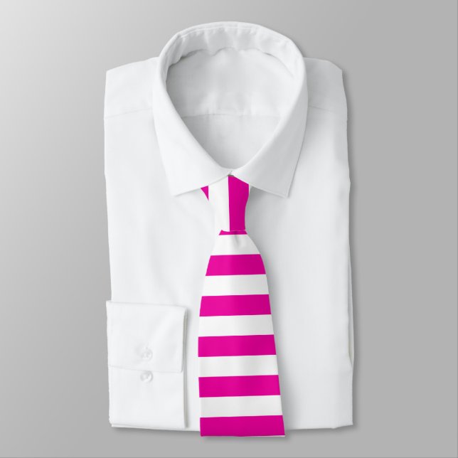 Ljus Neon Shock rosa och vit Rand Slips (Bunden)