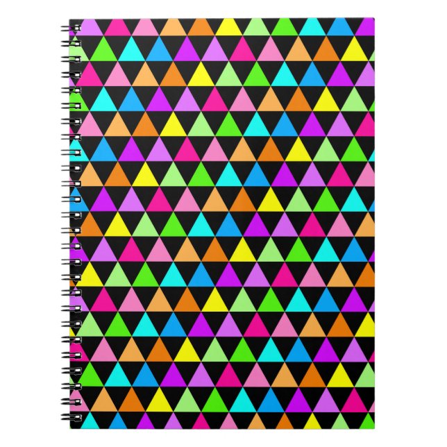 Ljus neonfärgade trianglar pärm anteckningsbok (Framsidan)