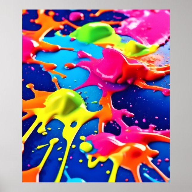 Ljus neonfärgssprut explosion konst poster (Framsidan)