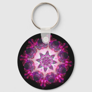 Ljus neonStarburst Kaleidoscope i rosor/lilor Nyckelring