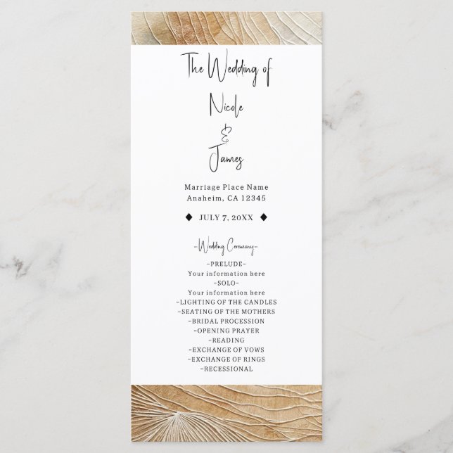 Ljus Neutral Naturlig Element Bohemian Boho Bröllo Program (Framsida)