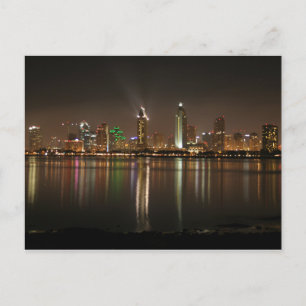 Ljus Nights City Harbor View San Diego Vykort