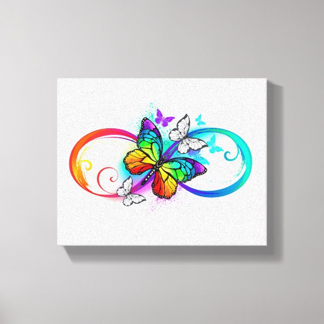 Ljus oändlighet med regnbågsfjäril canvastryck (Framsida)