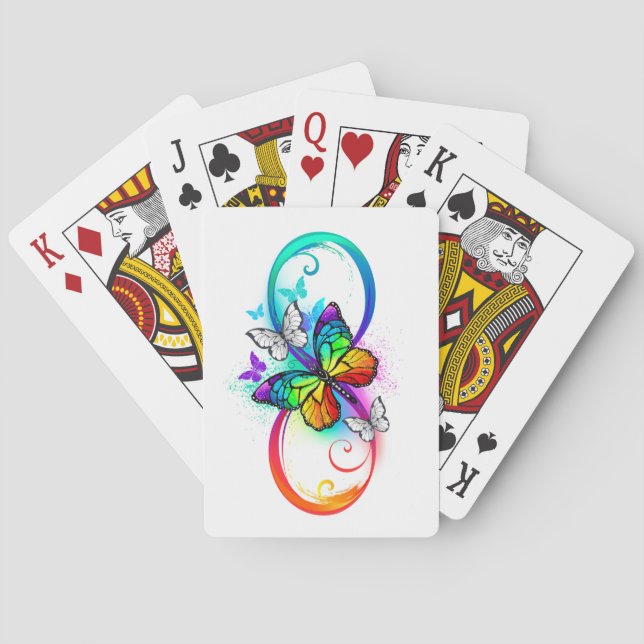 Ljus oändlighet med regnbågsfjäril casinokort (Baksidan)