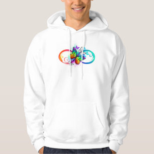 Ljus oändlighet med regnbågsfjäril hoodie