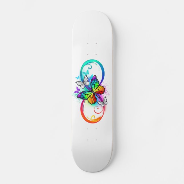 Ljus oändlighet med regnbågsfjäril mini skateboard bräda 18,5 cm (Framsida)