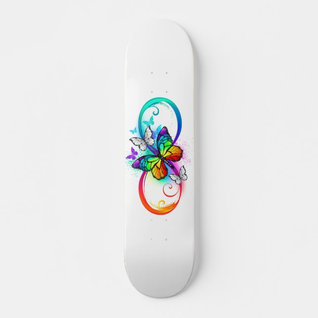 Ljus oändlighet med regnbågsfjäril mini skateboard bräda 18,5 cm (Framsida)