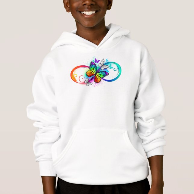 Ljus oändlighet med regnbågsfjäril t shirt (Framsida)