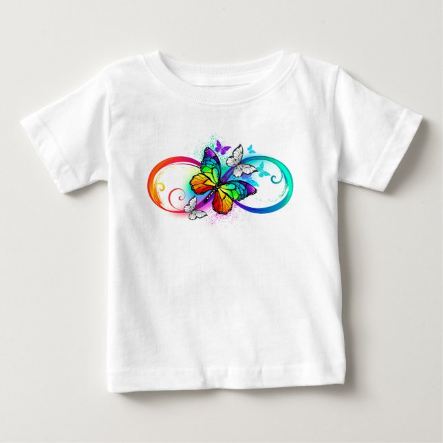 Ljus oändlighet med regnbågsfjäril t shirt (Framsida)