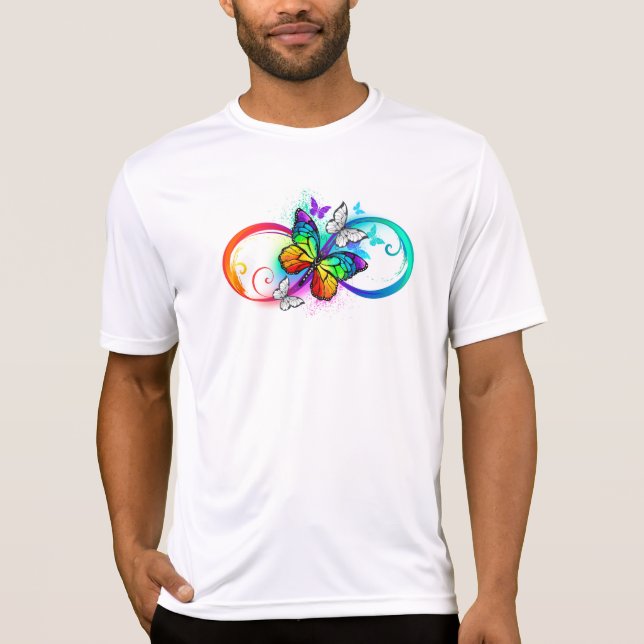 Ljus oändlighet med regnbågsfjäril t shirt (Framsida)