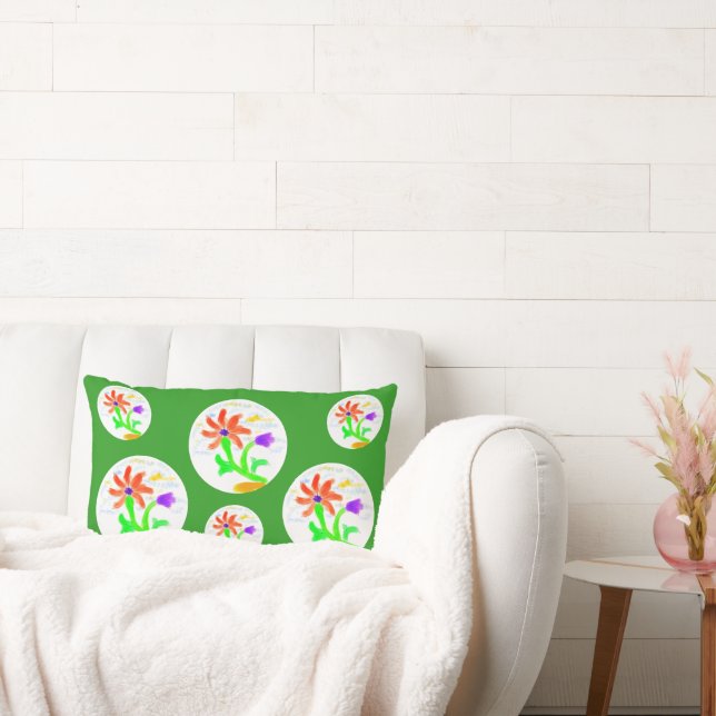 Ljus och Cheerful Flower - 2 bakgrunder - Lumbarkudde (Soffa)