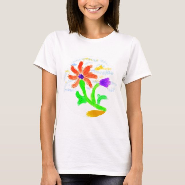 Ljus och Cheerful Flower T Shirt (Framsida)