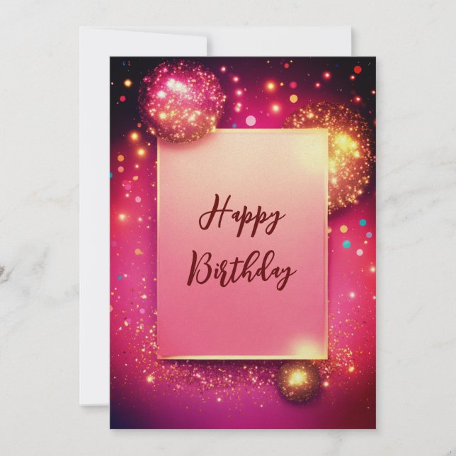 Ljus och Cheerful Grattis på födelsedagen-kort. Tack Kort (Framsida)