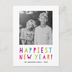 Ljus och Cheerful Nytt års fotokort Helg Vykort