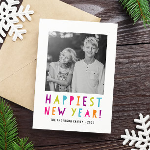 Ljus och Cheerful Nytt års fotokort Julkort