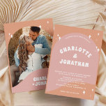 Ljus och djärv modern foto Groovy Retro Bröllop Inbjudningar<br><div class="desc">Bröllopsinbjudan till Bright och djärv modern fotogroovy Retro-bröllop</div>
