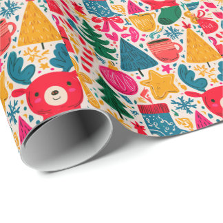 Ljus och fantasifull juldoodle-mönster presentpapper