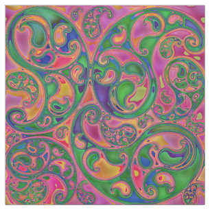 Ljus och färgad Paisley Swirls och Spiral Tyg