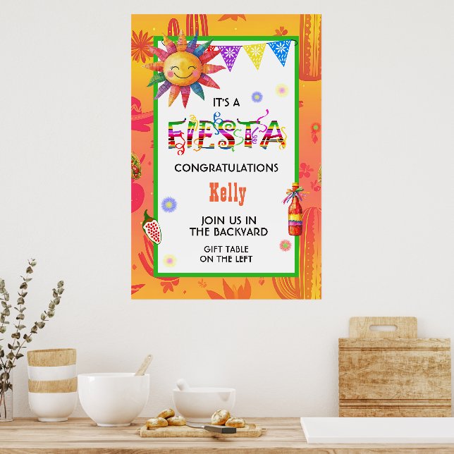 Ljus och färgglad Fiesta Baby Shower Poster (Kök)