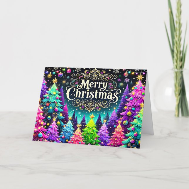 Ljus och färgglad glad jul högtidskort helgkort (Framsida)