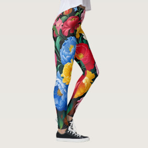 Ljus och färgglada rosor leggings