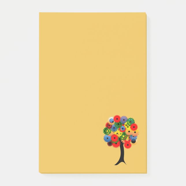 Ljus och färglös mekanisk växel Träd Post-it Block (Framsida)