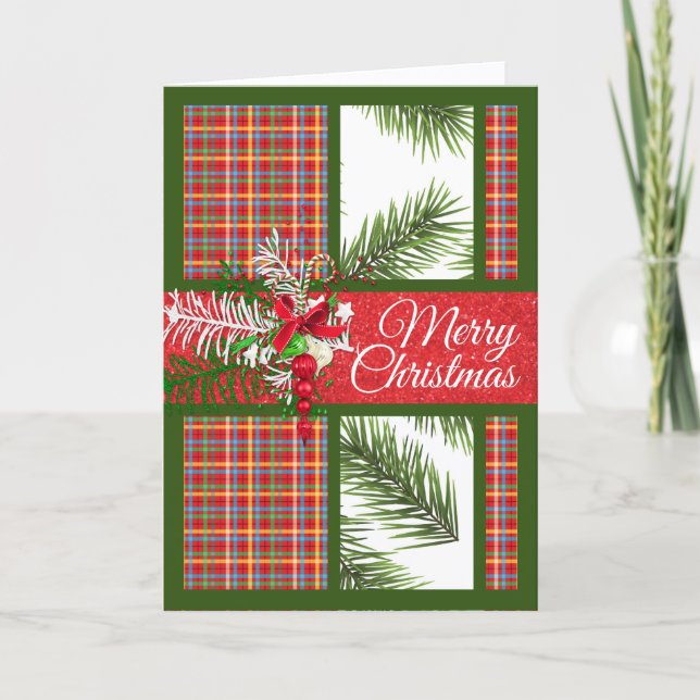 Ljus och färgrik personlig vikad jul kort (Framsida)