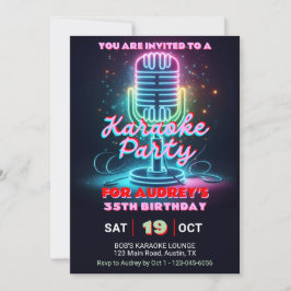 Ljus och färgstark karaoke tema vid alla åldrar inbjudningar